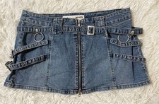 Vtg Y2K Punk Goth Alt Bondage Emo Cyber Grunge Harajuku Biker Micro Mini Skirt L