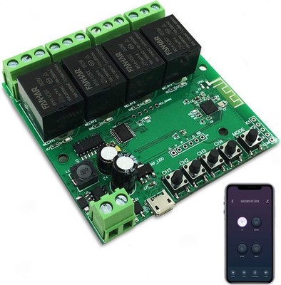4-Channel WiFi Smart Switch Relay Module, TUYA/Smart Life App Tuya, DC4-Tuya 