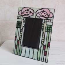 Tiffany Style Mackintosh Photo Frame Stained Leaded Glass Art Nouveau Vertical