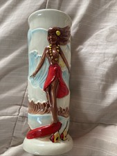 Vintage Tall Surfer Girl Ceramic Tiki Mug Islander Stockton Japan