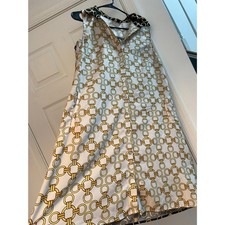 Sleeveless Shirt Dress M | quiet luxury Print Button Front Midi with Pockets