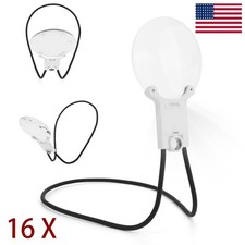 16X Hands Free Neck Magnifying Glass Flexible Gooseneck Magnifier for Reading