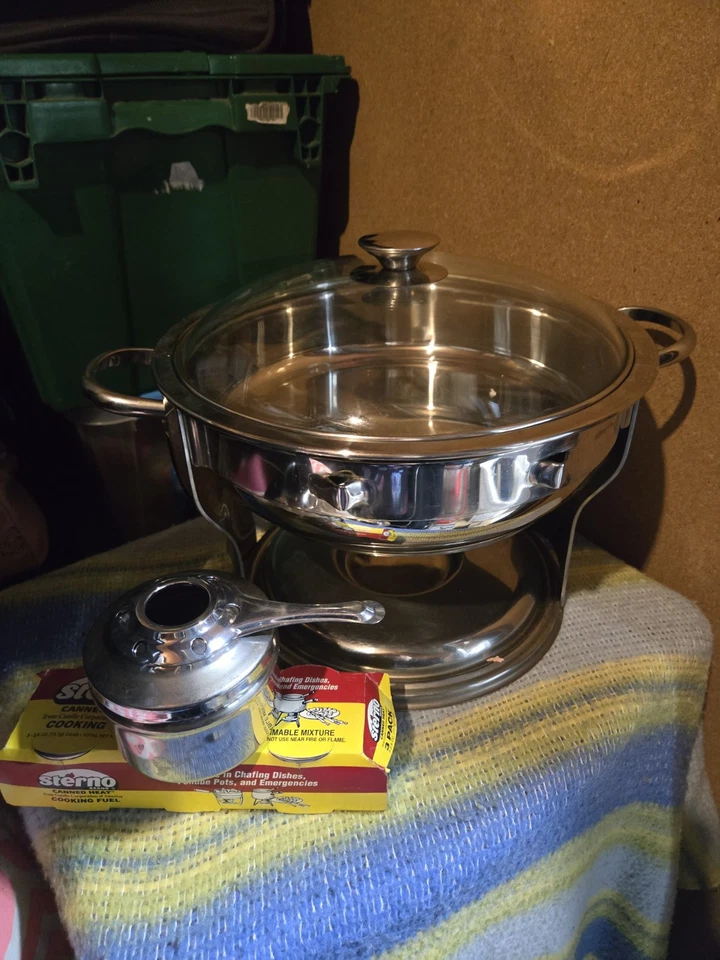 Utensilios de cocina Belgique de acero inoxidable con sartén para rozar (calentador y velas incluidas) Foto 3 de 4