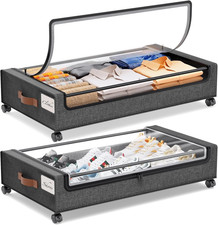 under Bed Storage with Wheels, 2Pack under Bed Storage Containers