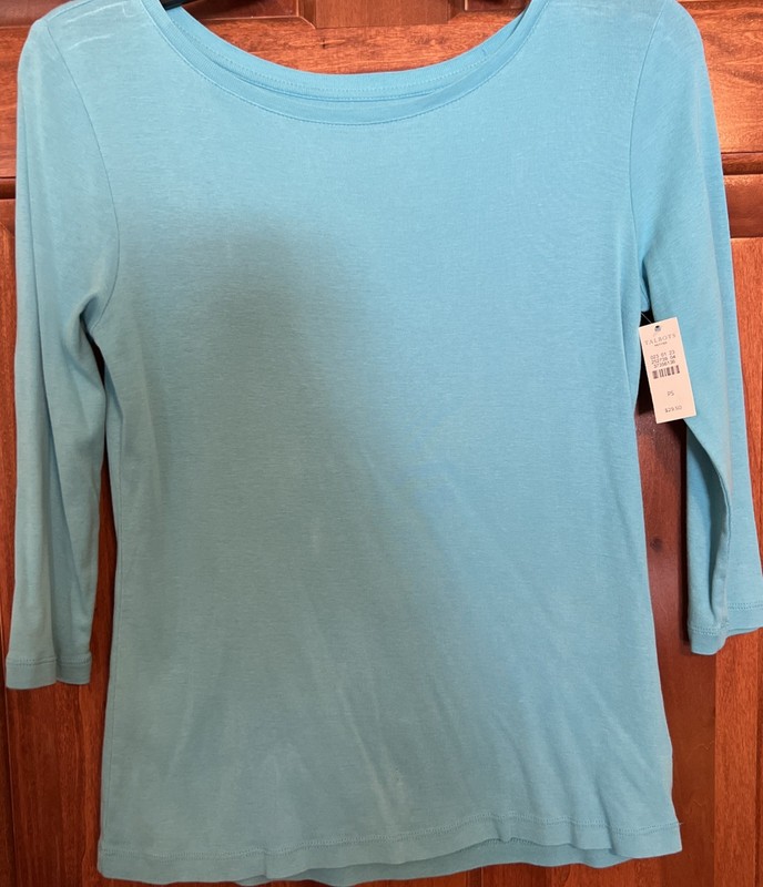 Talbots Solid Blue Weekend  Tee Shirt Women Size SP Stretch Casual