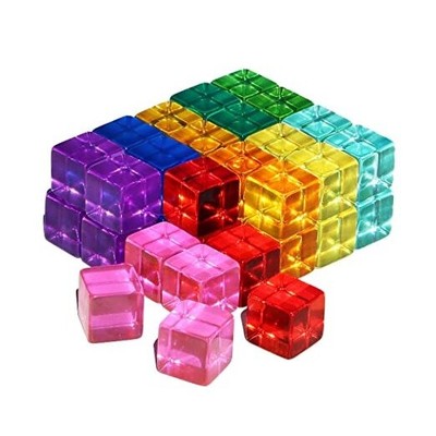 Rainbow Acrylic Gem Cubes Blocks Children Educational Sensory Training Crystal 