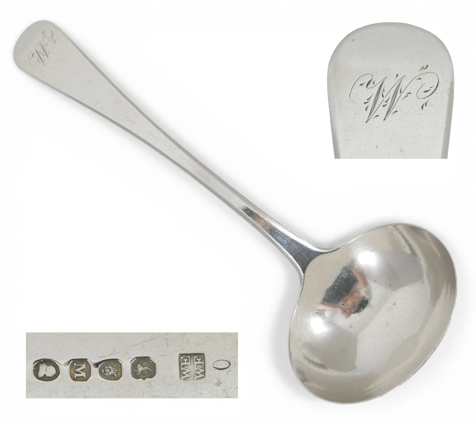 Antique Georgian 1807 Sterling Silver Sauce Gravy Ladle Spoon Old English WEWF