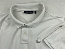 Psycho Bunny Polo Shirt Men s 8 2XL White Pique Stretch Knit Golf Performance
