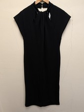  WAREHOUSE Black Twist Neck Dress Size 10 A STATEMENT ASSURED- CG BD3