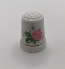 Vintage English Rose Floral China Thimble Collectable Miniature Curio Cabinet