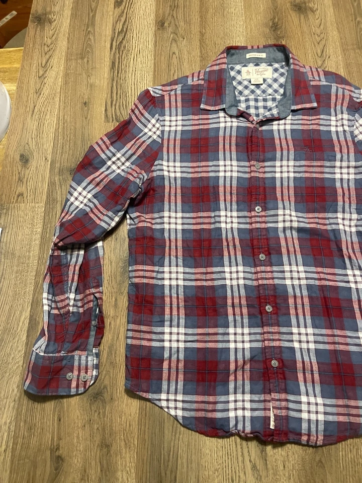 Penguin Shirt, Men's Large, Red White Blue, Plaid, Button Up Heritage Slim Fit - Image 3 of 4
