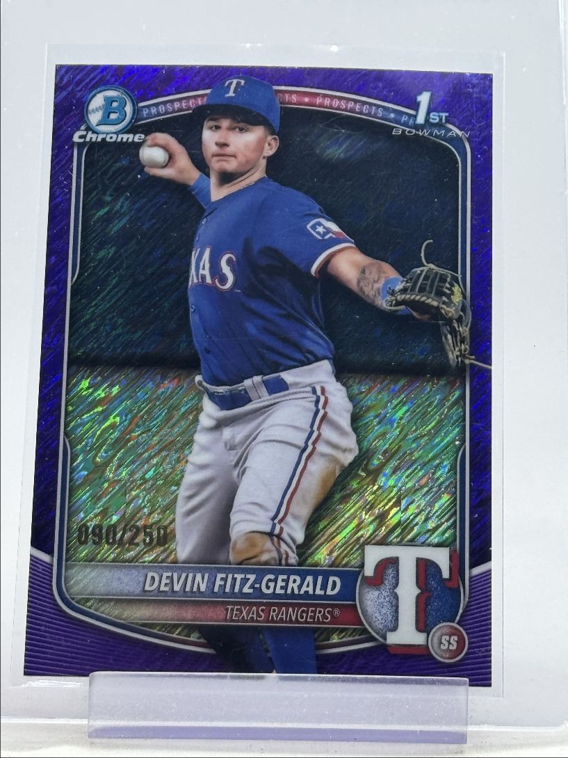 DEVIN FITZ-GERALD 2025 BOWMAN CHROME 1ST PURPLE SHIMMER RANGERS /250 Q3249