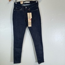 NWT LEVI's skinny blue jeans demi curve modern rise dark wash rigid denim NEW 26