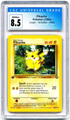 CGC 8.5 NM/MINT+ Pikachu Jungle 1st Edition 1999 Pokemon WOTC 60/64  -24