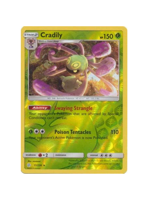 Cradily - 11/236 - Reverse Holo Rare - Cosmic Eclipse - NM/M