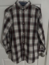 CHAPS Red White Black Plaid Long Sleeve Button up Dress Shirt Youth XL