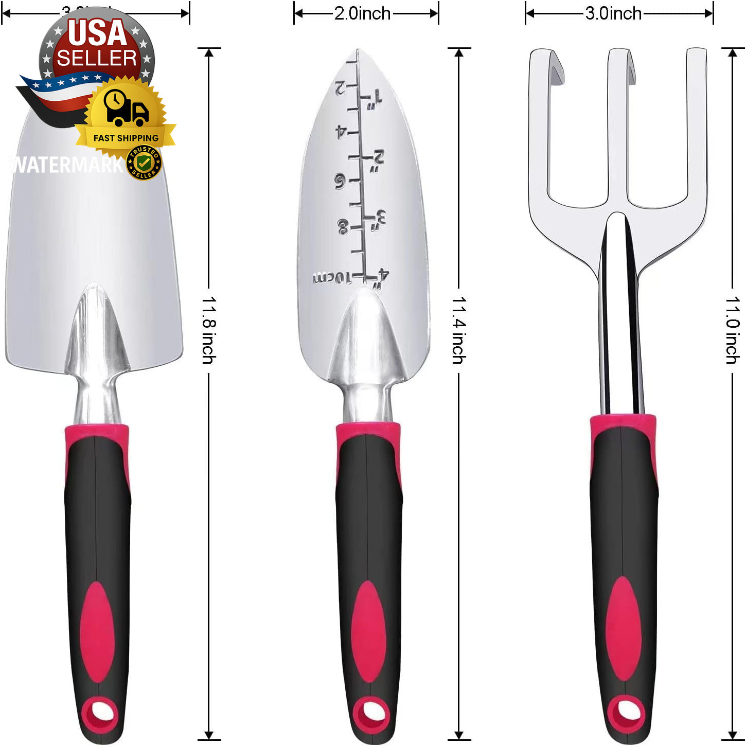 Garden Tool Set, 3 Pieces Aluminum Heavy Gardening Kit Including Hand Shovel, Tr