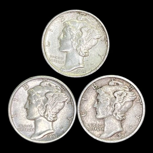 1941 Mercury Dime Year Set, AU
