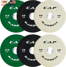 CAP 2-Inch Olympic Bumper Plate Weight Set  100-370 Lbs  Multiple Colors  Sto