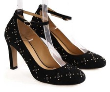 Sezane Women’s Size 40 Ashely Studded Mary Jane Heels Black Suede Italy Made