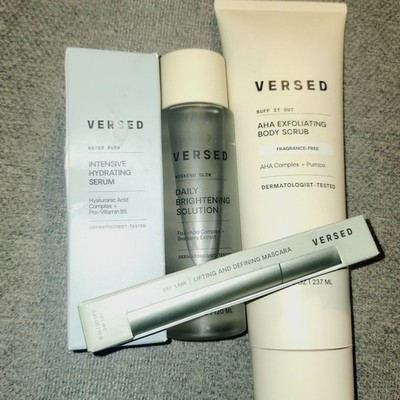 Versed Serum, Brightening Toner, Brightening Scrub & Mascara Black All New!