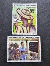 TIMBRE HAUTE VOLTA JOURNÉE L'ALPHABATISATION N°494/495 NEUF SANS GOMME 1979