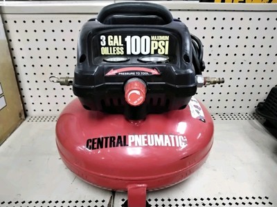 Central Pneumatic 95275 3 Gallon Oilless Pancake Air Compressor 100 PSI