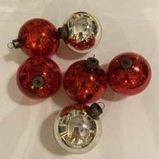 Lot Of 6 Vintage Mercury Glass Balls Christmas Ornaments Made In USA