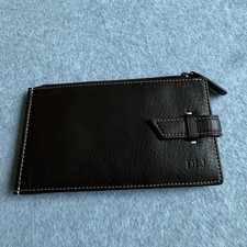 Levenger Black Leather BiFold Wallet Card Holder Travel Organizer Monogram DLJ