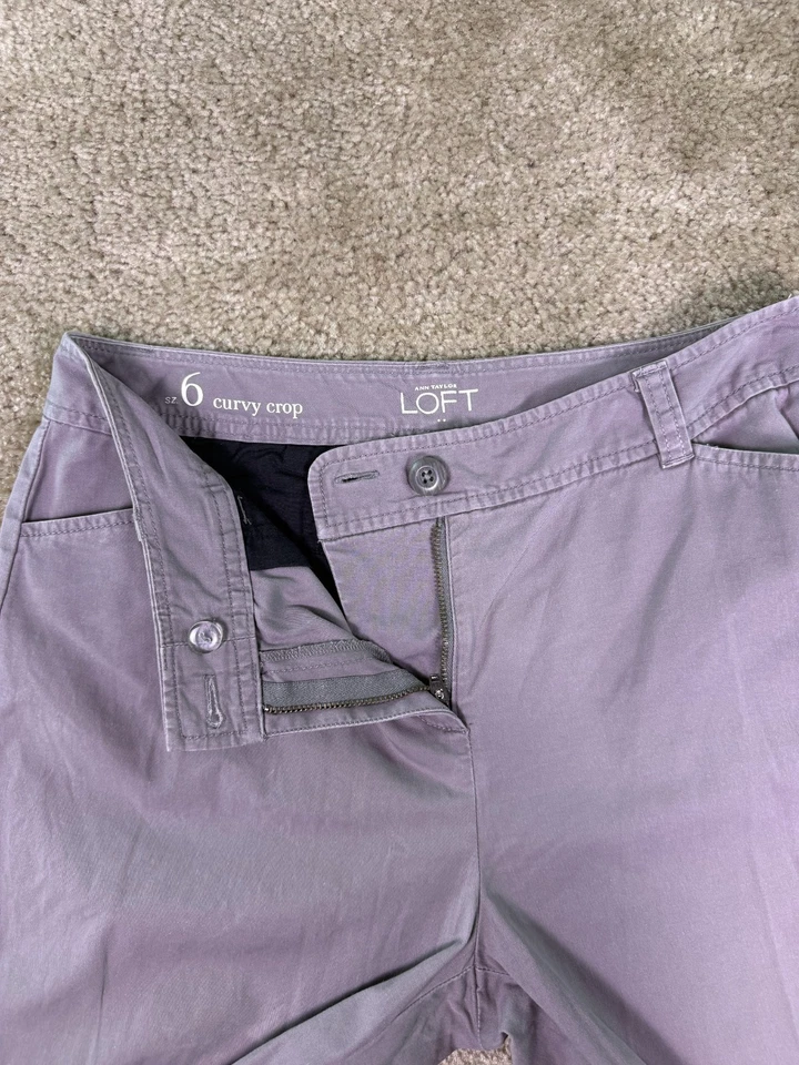 Pantalones chinos cortos con curvas para mujer ANN TAYLOR LOFT talla 6 botones grises 30x24 E732 Foto 4 de 4