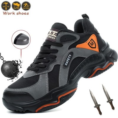 Safety Shoes Men Steel Toe Cap Anti-smash Work Shoes Sneakers Indestructible