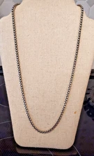 Rhodium Plated Single Strand Necklace LONG 22" heavy