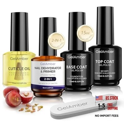 4Pcs 15ml Nail Dehydrator and Primer 2-in-One with Gel Base and 4Pcs B&T&PD&C