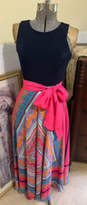 Eliza J Scarf Print Bow Belt Maxi Dress Jersey Sleeveless Size 4P