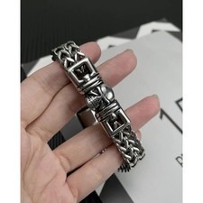 Titanium Skull Cuban Link Bracelet – Heavy Men’s Biker Jewelry