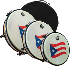 DP Music Set De Panderos - Wood Shell Frame Pleneras Drums with Puerto Rico Flag