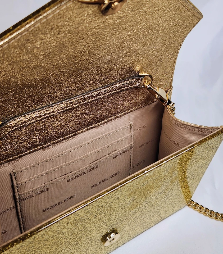 Bolso de Mano Michael Kors Barbara Dorado Brillo Brillante Foto 2 de 4