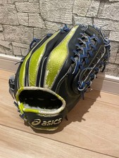 asics ball glove black/green