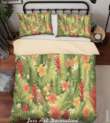3D Leaves Flowers Flora Quilt Cover Set Bedding Sets Pillowcases Queen