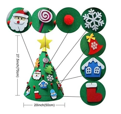 Kids Felt Christmas Tree Cone 3D DIY Interactive Play Craft Festive Decorations - Picture 2 of 6