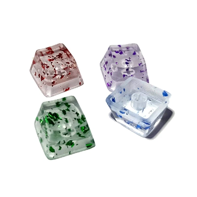Custom Resin Cherry Clear Sequins Keycaps for Mechanical Keyboards