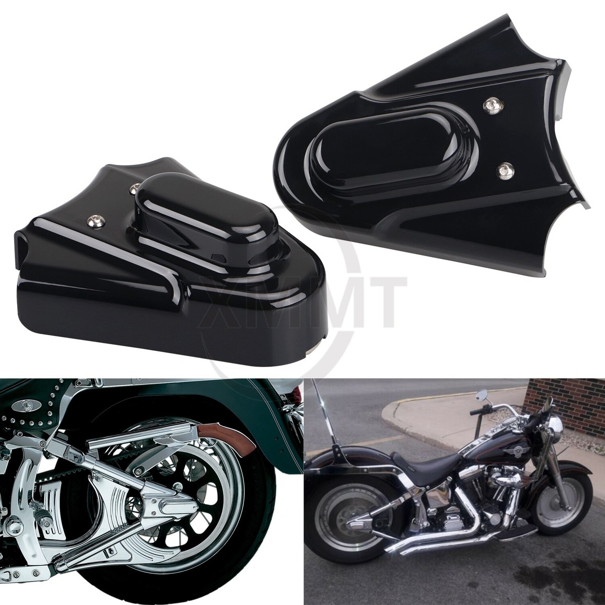 Black Rear Swingarm Axle Cover For Harley Fatboy FLSTF 90-06