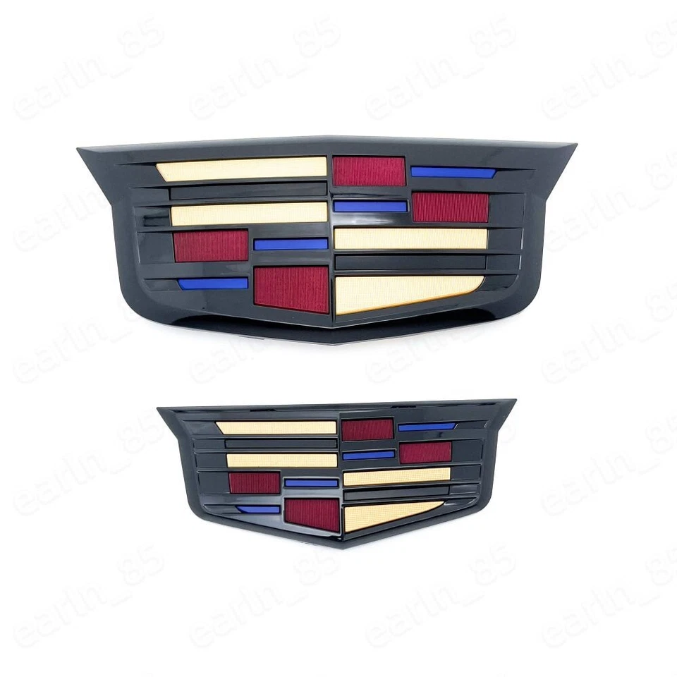 SET of 2 Color Cadillac Car Front & Rear Badge Emblem Badge for XT6 XT5 ATS XTS - Image 2 of 4