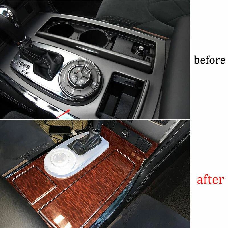 Cubierta de marco de cambio de marchas de consola para Nissan Armada Y62 2017-20 rojo madera grano Foto 3 de 4
