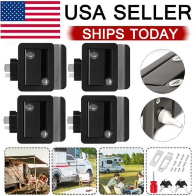 Black RV Paddle Entry Door Lock Latch Handle Knob Deadbolt New Camper Trailer US