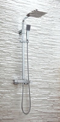 Elliot Square Thermostat Duschsystem Bar Gleitschiene Kit Raid Head SK - Chrom