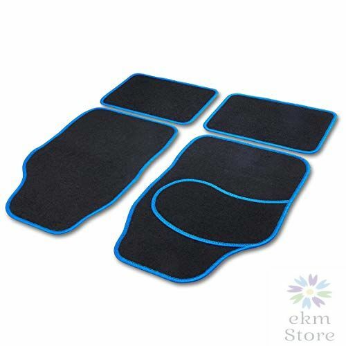 Tapis de sol bleus universels antidérapants en tissu brillant pour voiture