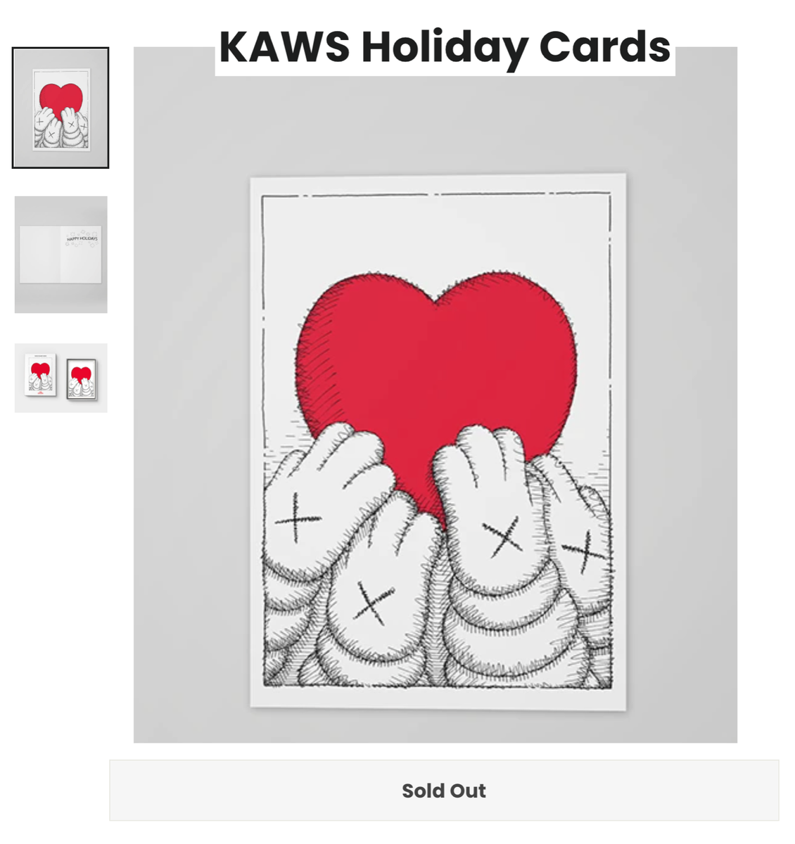 KAWS HOLIDAY Post Card Set x 5 Heart Print LE/1000 companion