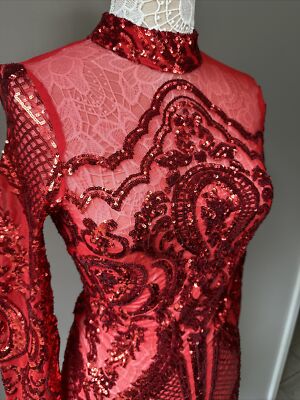 FASHION NOVA calcy Sequin Mesh Red Dress Sz. S-M | eBay