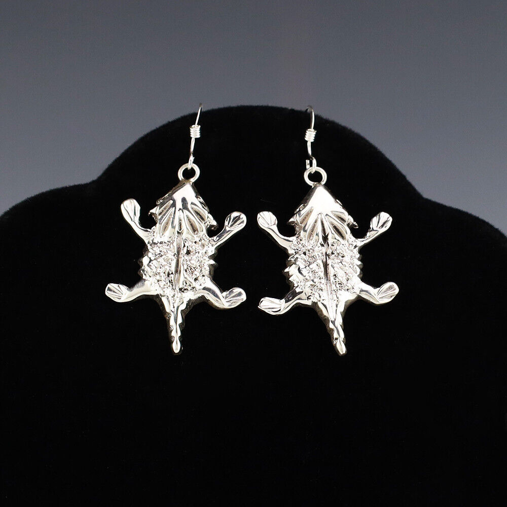 Marvelous Navajo Sterling Silver Toad Earrings Native American Marvelous Navajo Sterling Silver Toad Earrings Native American
